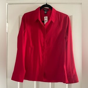Express lipstick red boyfriend poplin shirt